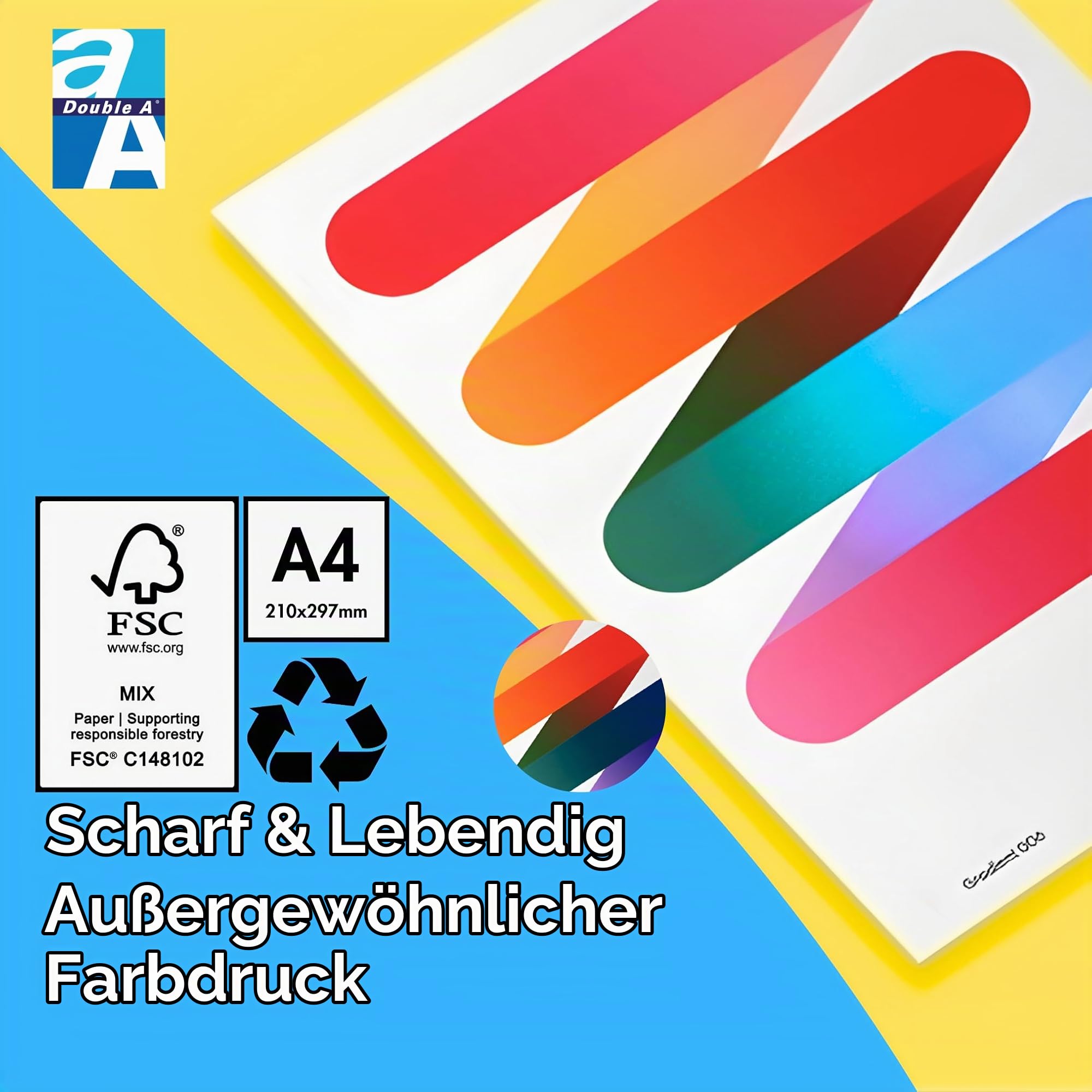 Double A Drucker-/ Kopierpapier Expressbox: A4, 80 g/m², 2500 Blatt (lose), weiß