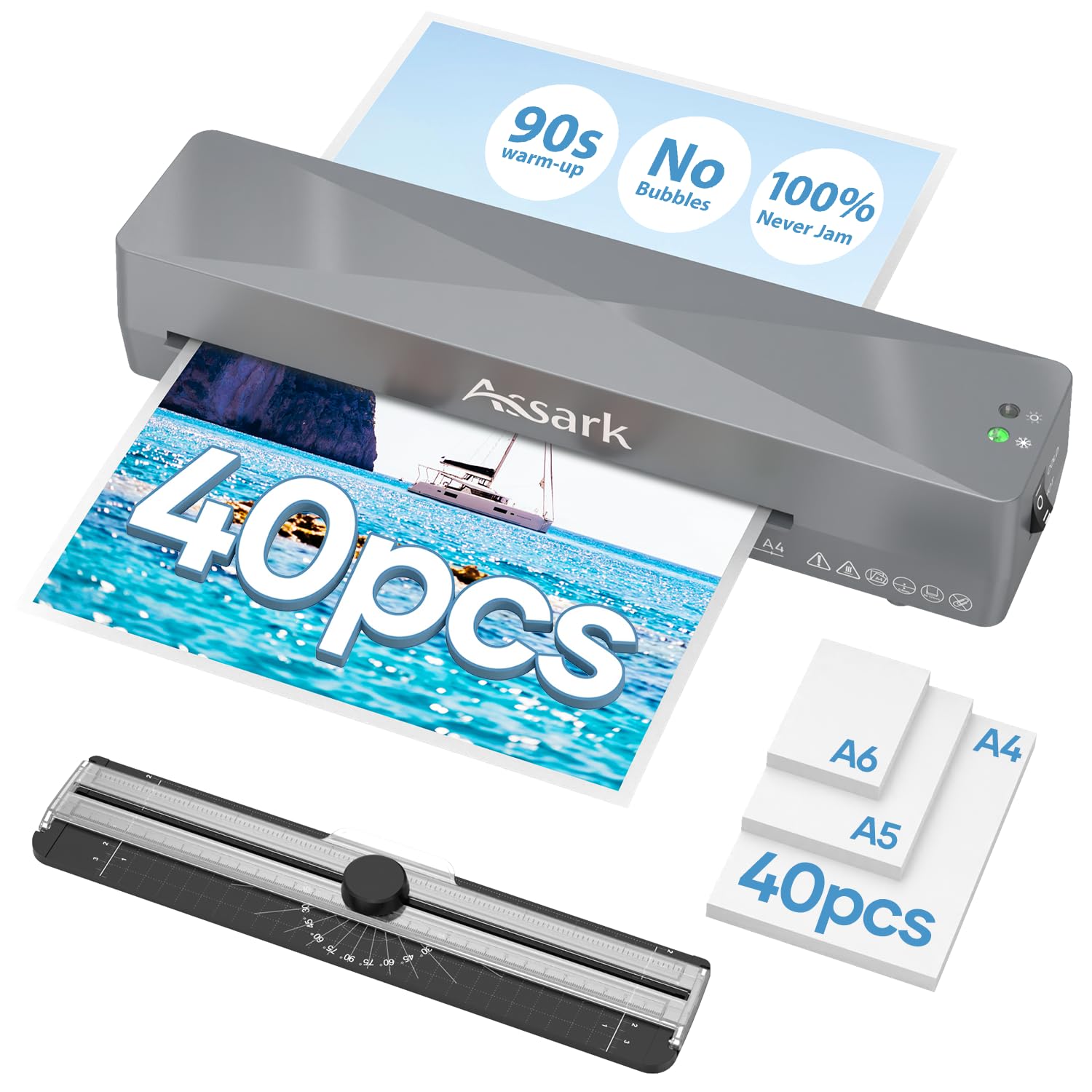 Assark Laminator 9 Inch with 40 Laminating Sheets