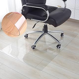 1.5mm Thick Desk Chair Mat For Hardwood Floor Durable Office Chair Mat For Carpet Tile Floor PVC Computer Chair Mat Clear Vinyl Office Floor Mat Gaming Rolling Chair Mat Easy Clean (Color : Clear, S
