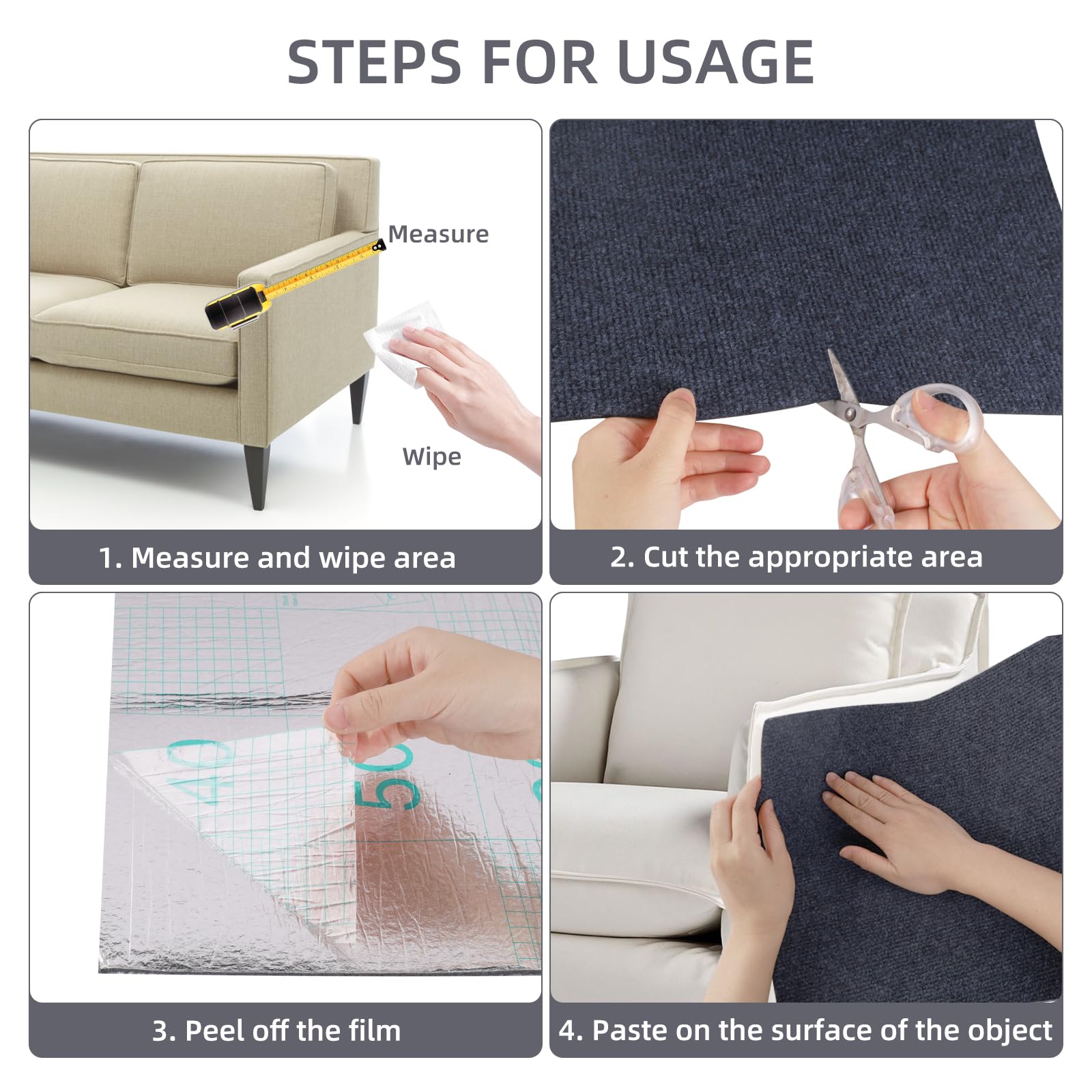 Protezione Divano Graffi Gatto: DIY Tiragraffi per Divano Tappeto Tiragraffi per Gatti Autoadesivo 200x40cm - Ideale per Divani, Mobili e Pareti, Sisal e Moquette (Grigio scuro, 40×200cm)