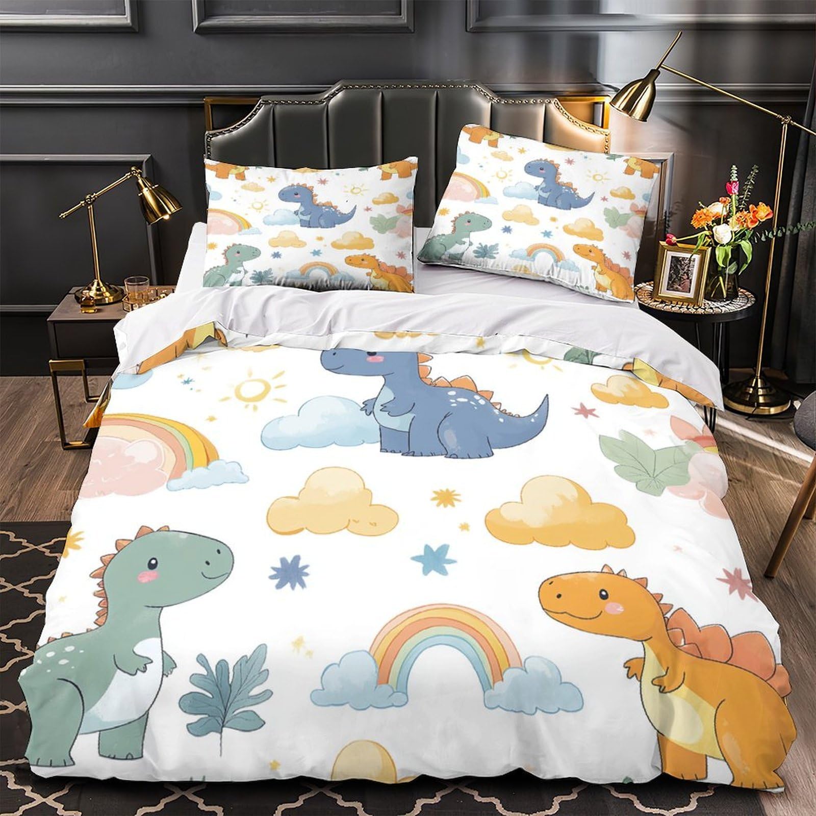 Parure de lit respirante et légère avec housse de couette imprimée 3D vache mignonne
