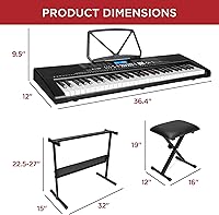 Vista 19 de Best Choice Products Juego completo de piano de teclado electrónico para principiantes de 61 teclas con teclas iluminadas, pantalla LCD
