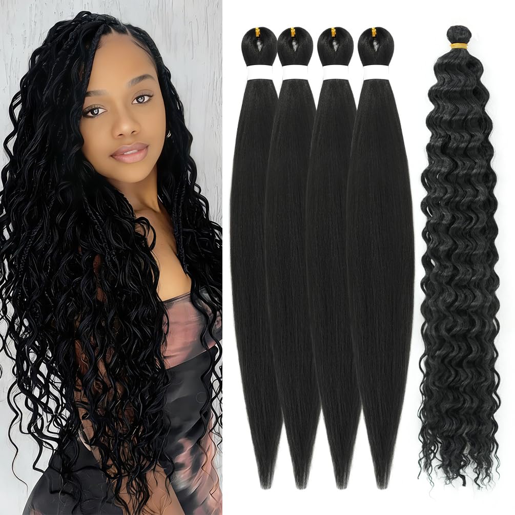 Amazon.com : Black Boho Braiding Hair Pre stretched Knotless Braiding ...