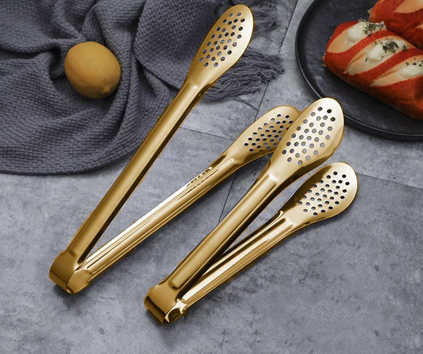 Vizora Stainless Steel Tong Gold - 14 Inch | Kitchen Chimta | Buffet Tongs | Serving Tongs | Serving Utensils | Cooking Tong