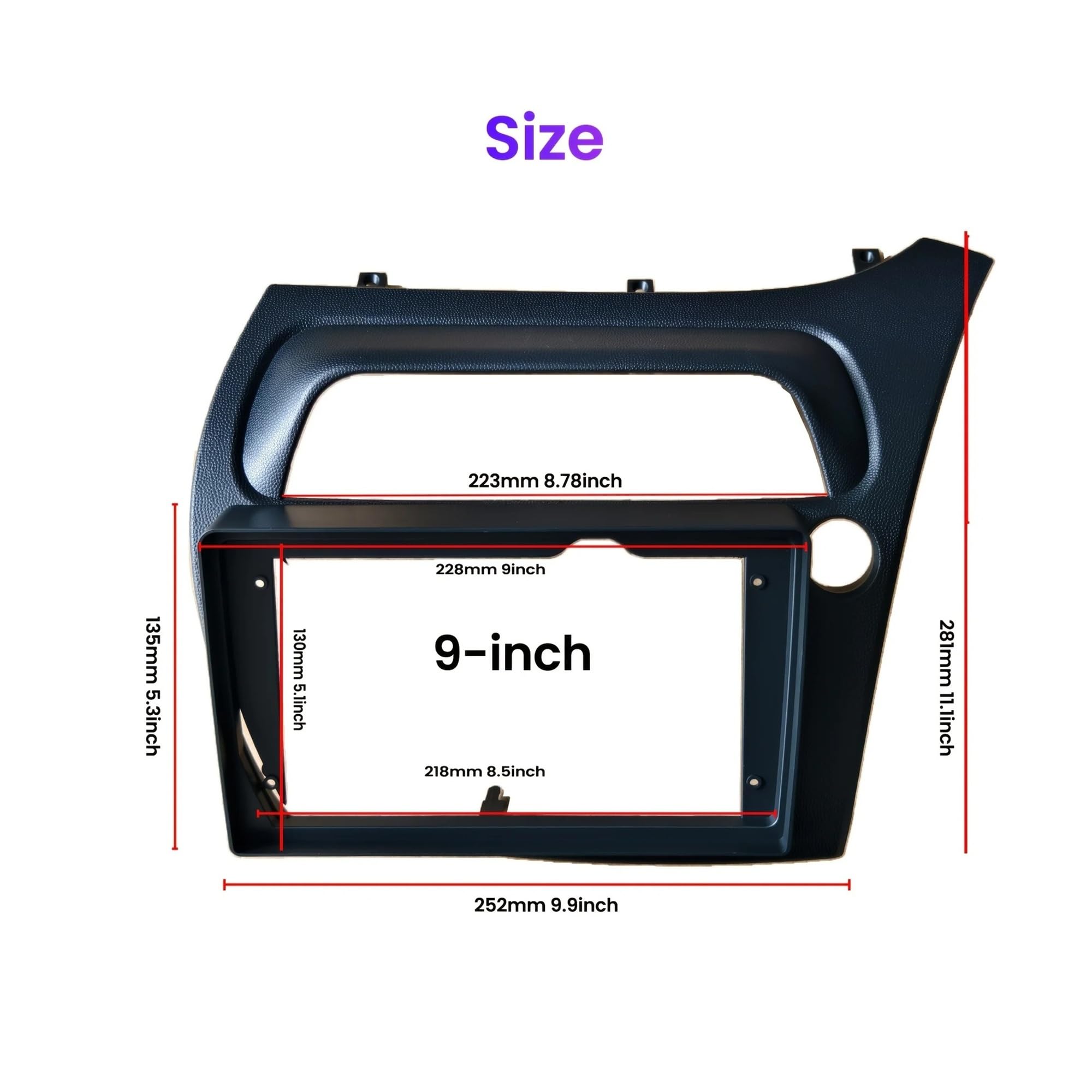 Mascherina Autoradio Cornice Stereo 9 Pollici Telaio 2 DIN Autoradio Fascia Auto Audio Dash Kit Installazione Trim per Civic Hatchback 2006 2007 2008 2009 2010 2011