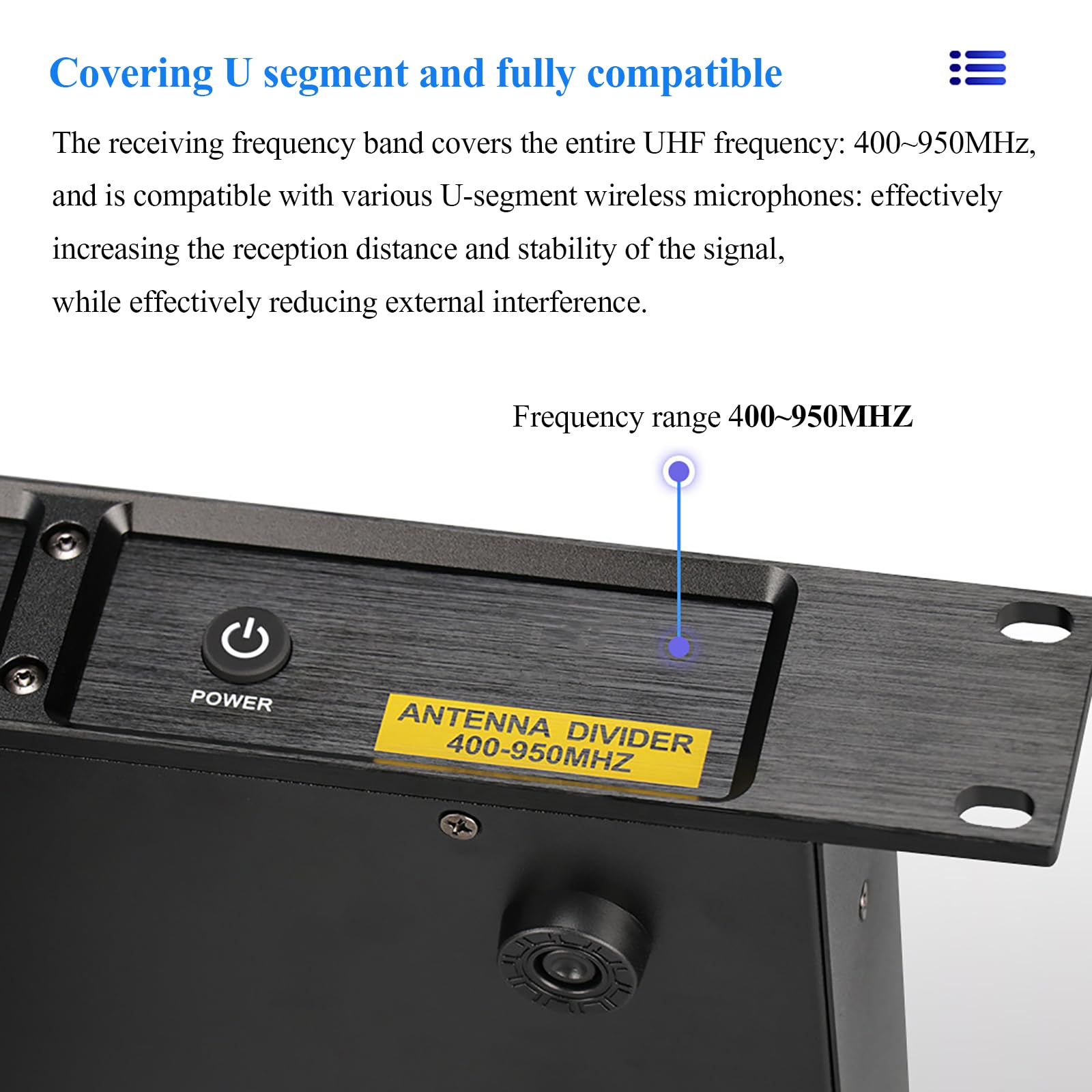 Amplificatore di segnale microfono wireless, Distribuzione antenna UHF, 2 antenne direzionali attive, 16 porte, frequenza 400-950MHz, guadagno regolabile
