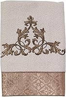 Avanti Linens Monaco Collection Ivory Hand Towel - 100% Cotton Embroidered Gold Crest, Soft Absorbent Velour