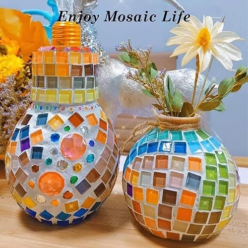 Miniatura 5 de AITINIA Azulejos de mosaico de bricolaje para manualidades, kits de mosaico de vidrio colorido para adultos, 450 piezas de azulejos de mosaico de