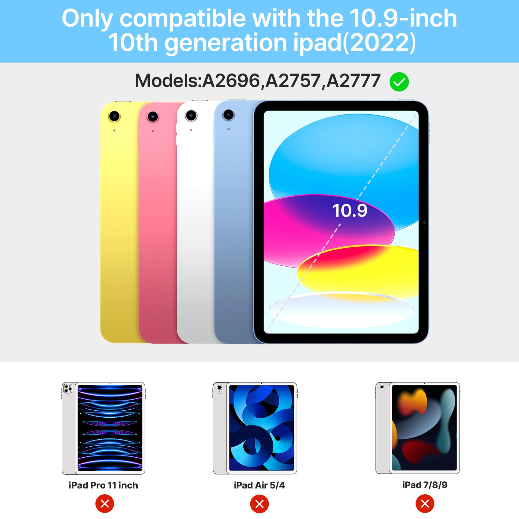 typecase Touch iPad 10th Generation Case with Keyboard (10.9", 2022), Multi-Touch Trackpad, 10 Color Backlight, 360Â° Rotatable, Thin & Light for Apple iPad 10th Gen 10.9 (Silver)