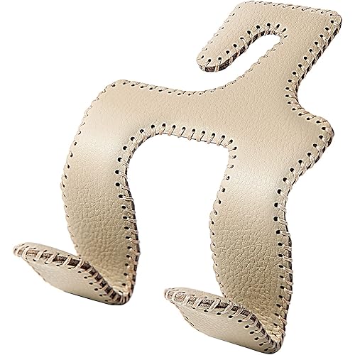 Car Headrest Hooks for Purses and Bags, Upgraded 2 in 1 Cars Back Seat Head Rest Hanger Vehicle Leather Organizer Storage Holder Hook Matching Cars Interior, 1-Pack, Beige