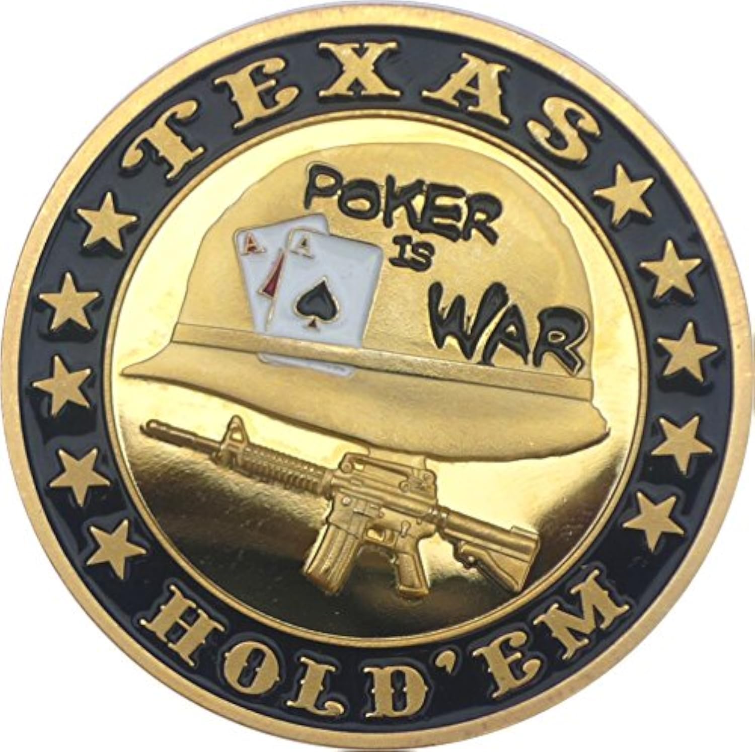 Pokerguard Poker Card Guard "Poker is War" prawdziwe pozłacane, akcesoria do pokera