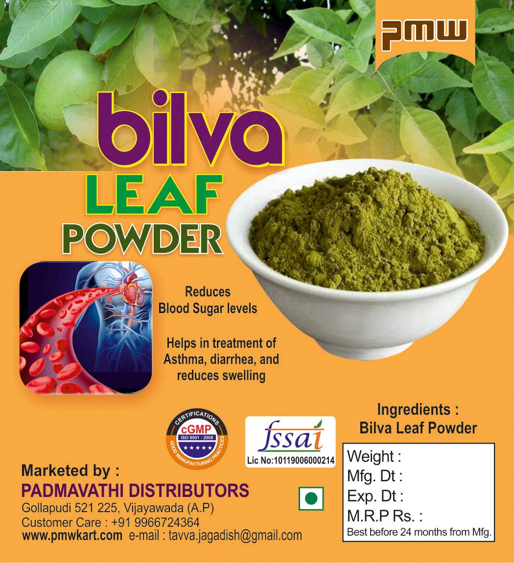 PmwGrade A Quality - Bilva Leaf Powder - Bael - Maredu - Aegle Marmelos - Beel - Vilvam - Sirphal Leaf Powder - 100 Grams