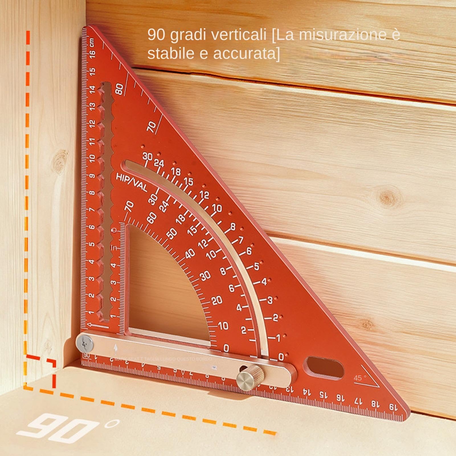 Escuadra de Carpintero - Regla Triangular para carpintería, Regla de construcción, Velocidad Ajustable para Trabajos en Madera, aleación de Aluminio métrica para Hombres