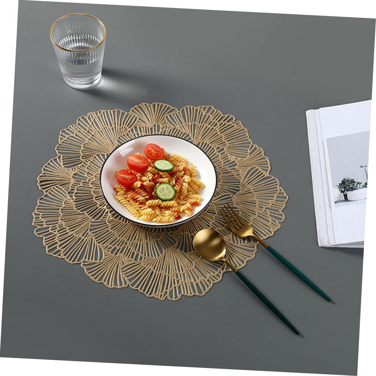 Manteles Individuales Decorativos de Hoja de Ginkgo PVC 12 Piezas