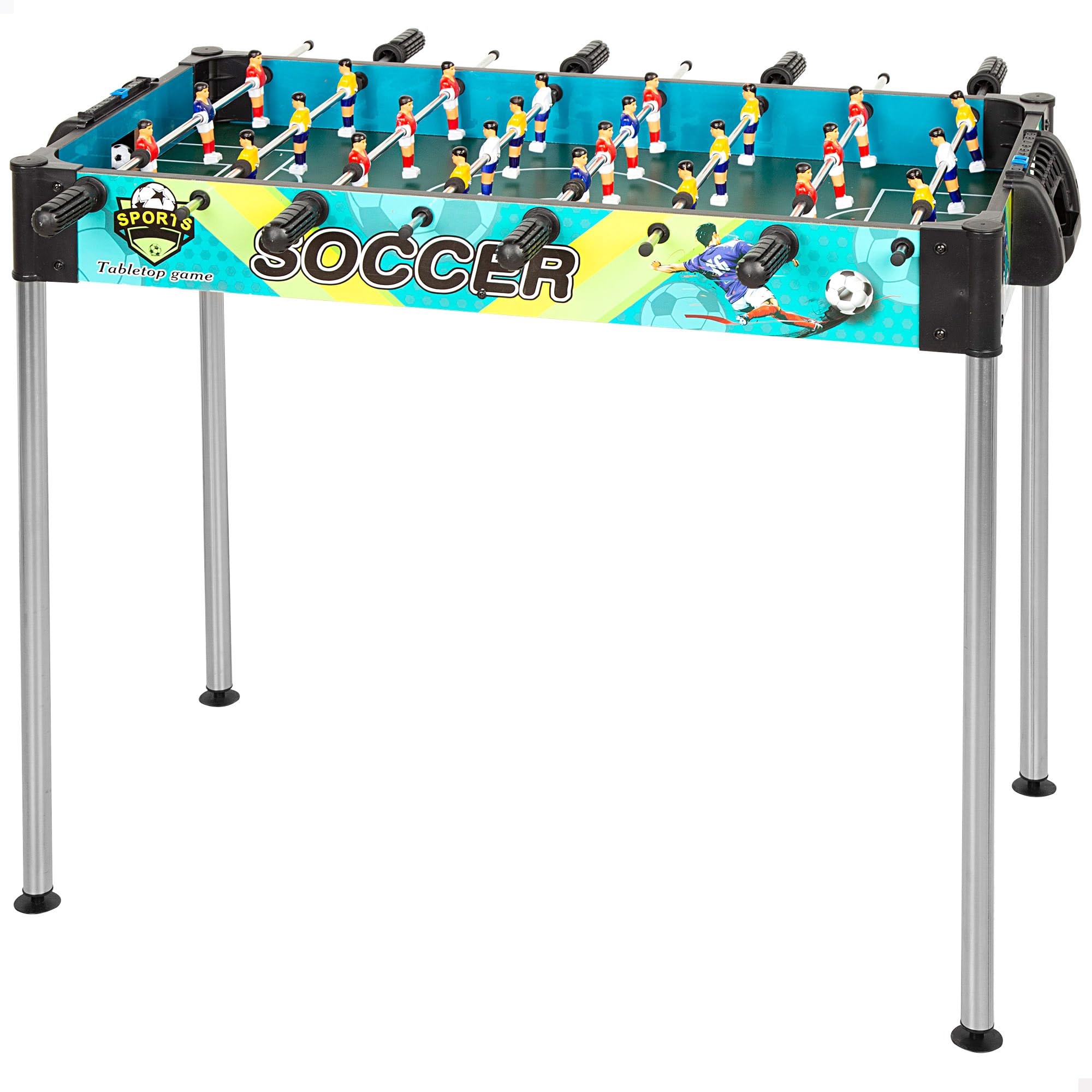 ColorBaby CB Games Futbolín Mesa, 86X42X65 cm, Cuerpo plástico Resistente, 20 Jugadores, con marcadores manuales, para 2 Personas, Futbolines para niños (39470)