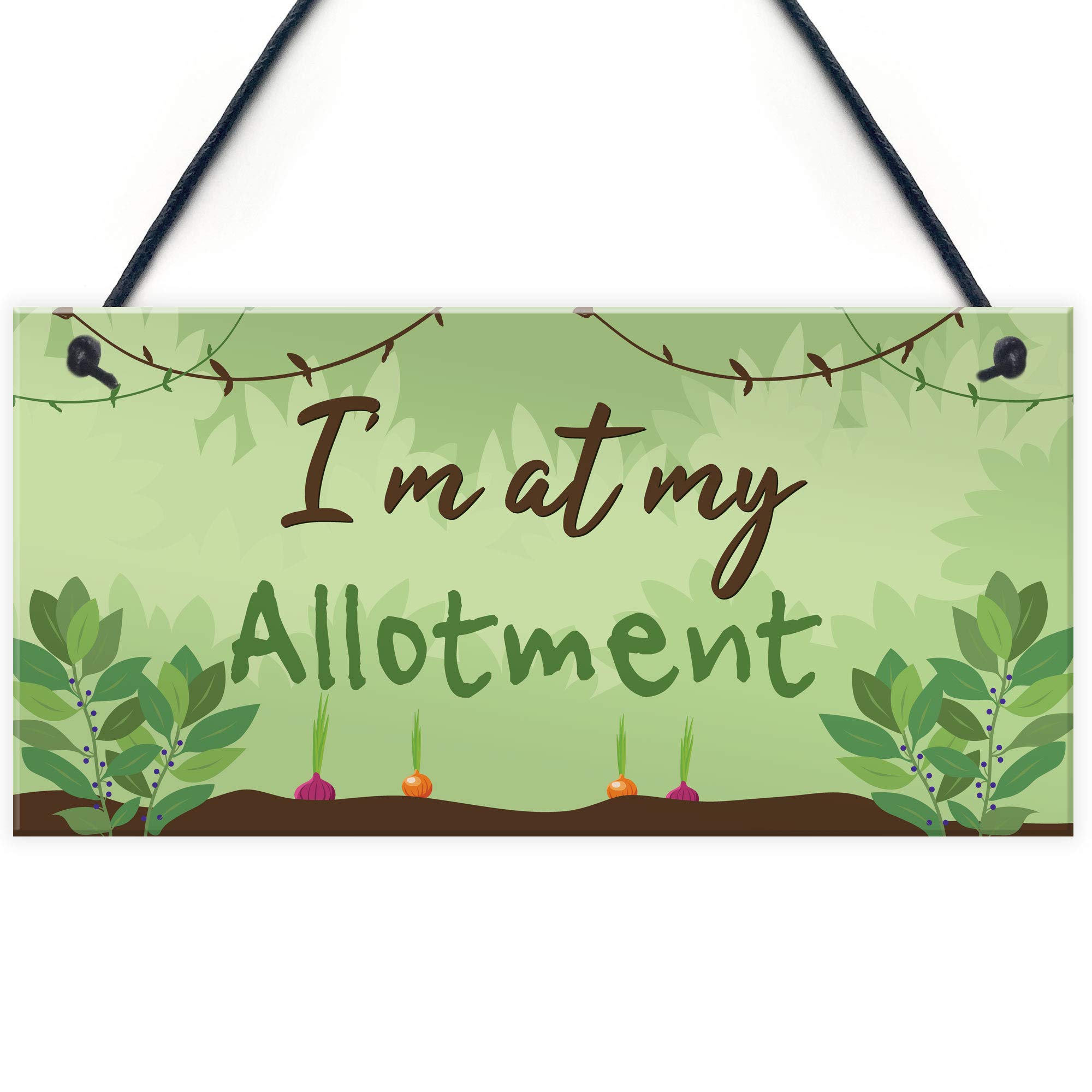 Red Ocean Im At My Allotment Plaque Garden Shed SummerHouse Dad Mum Friendship Gift