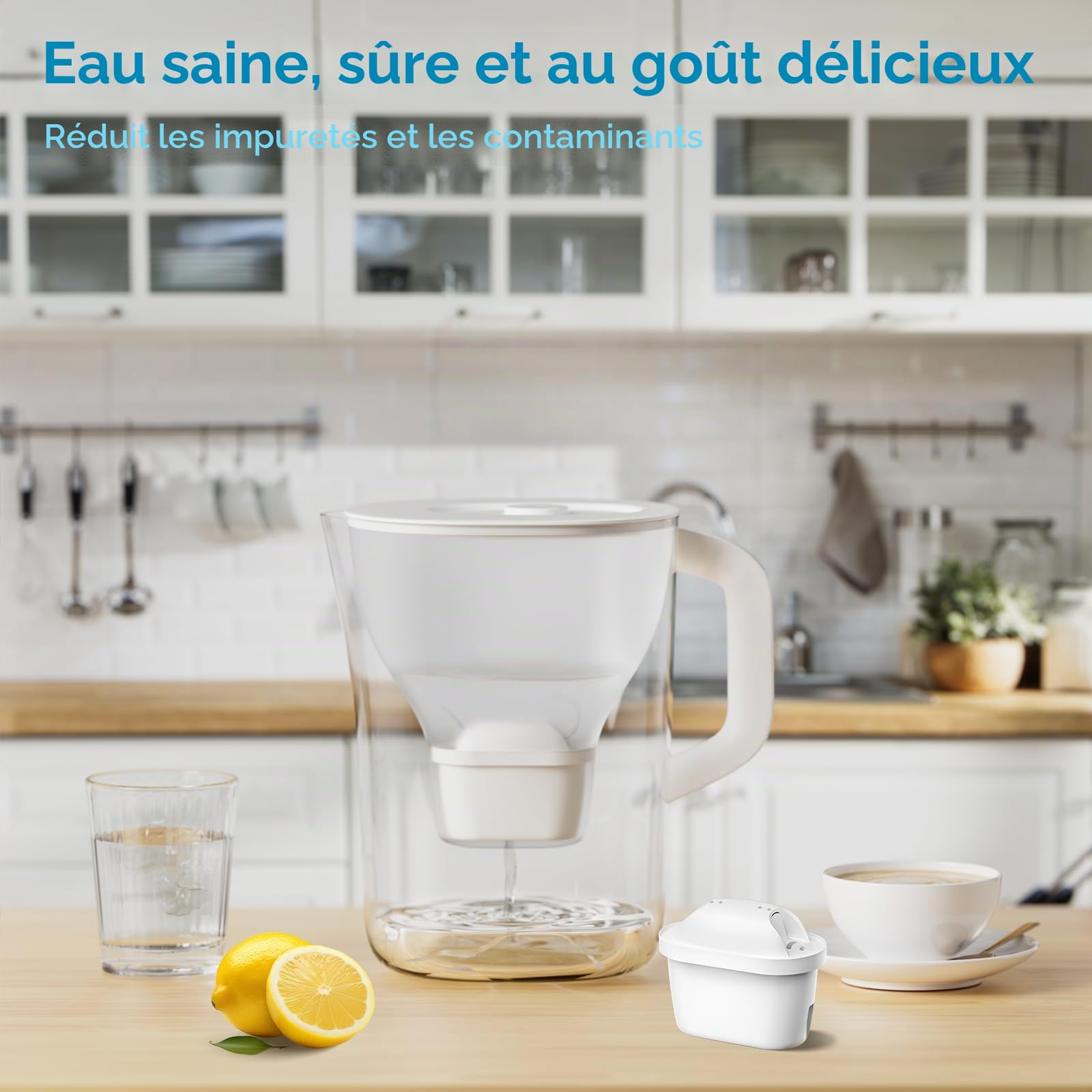 Cartouche de Filtre à Eau Compatible avec Brita® Maxtra Pro® Maxtra+® Plus All-in-1, BREOILUTLE Remplacement Du Filtre à Eau Compatible avec Brita® Marella® Réduit Les Chlore (8, Classic)