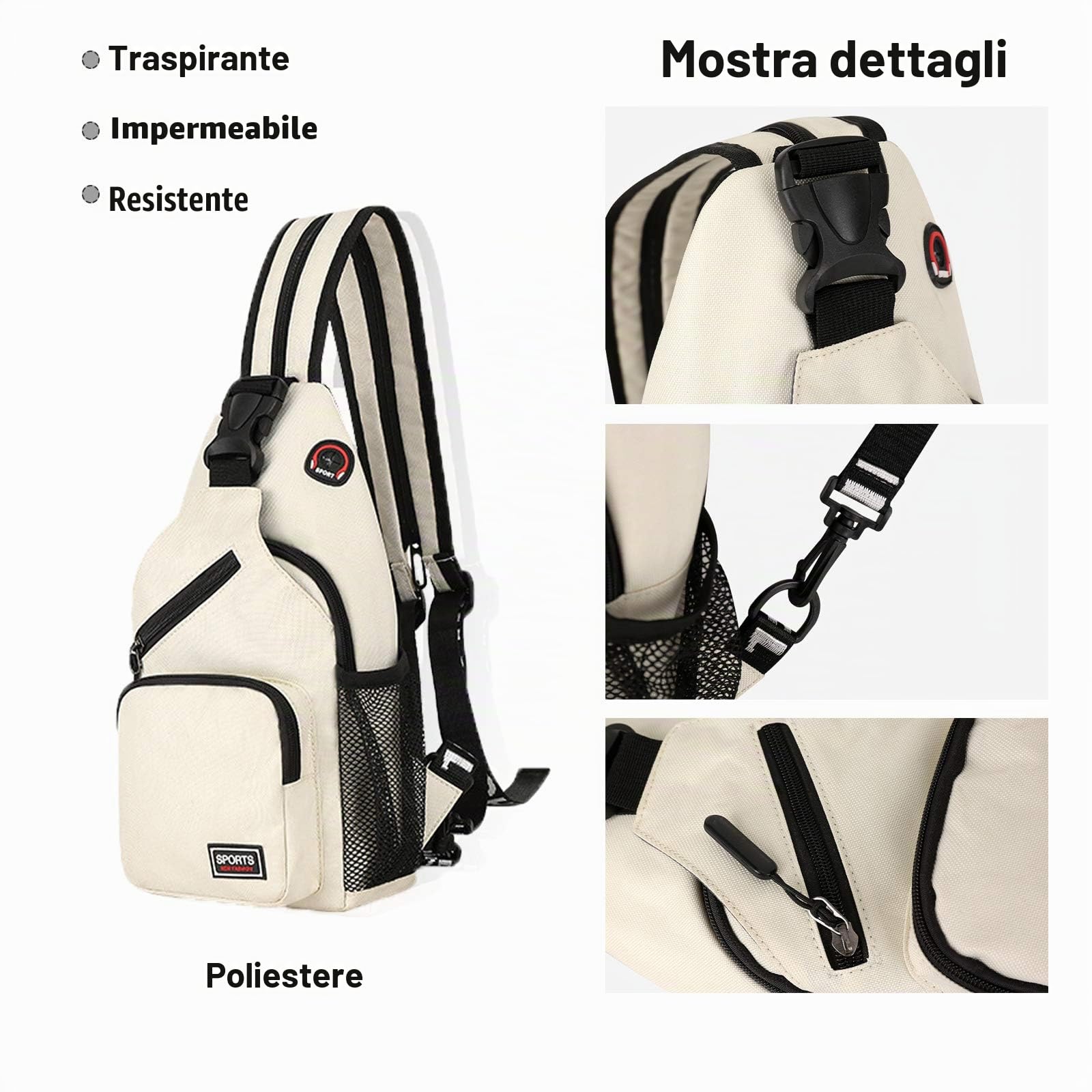 FANDARE Borsa a tracolla da donna con foro per cuffie, borsa a tracolla per ragazza, borsa a tracolla per escursionismo, ciclismo, campeggio, poliestere durevole