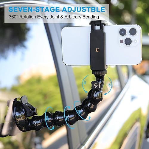 Miniatura 4 de Soporte flexible de cuello de cisne con ventosa para teléfono celular para automóvil, compatible con todos los teléfonos de 4.0 a 7.0 pulgadas y la