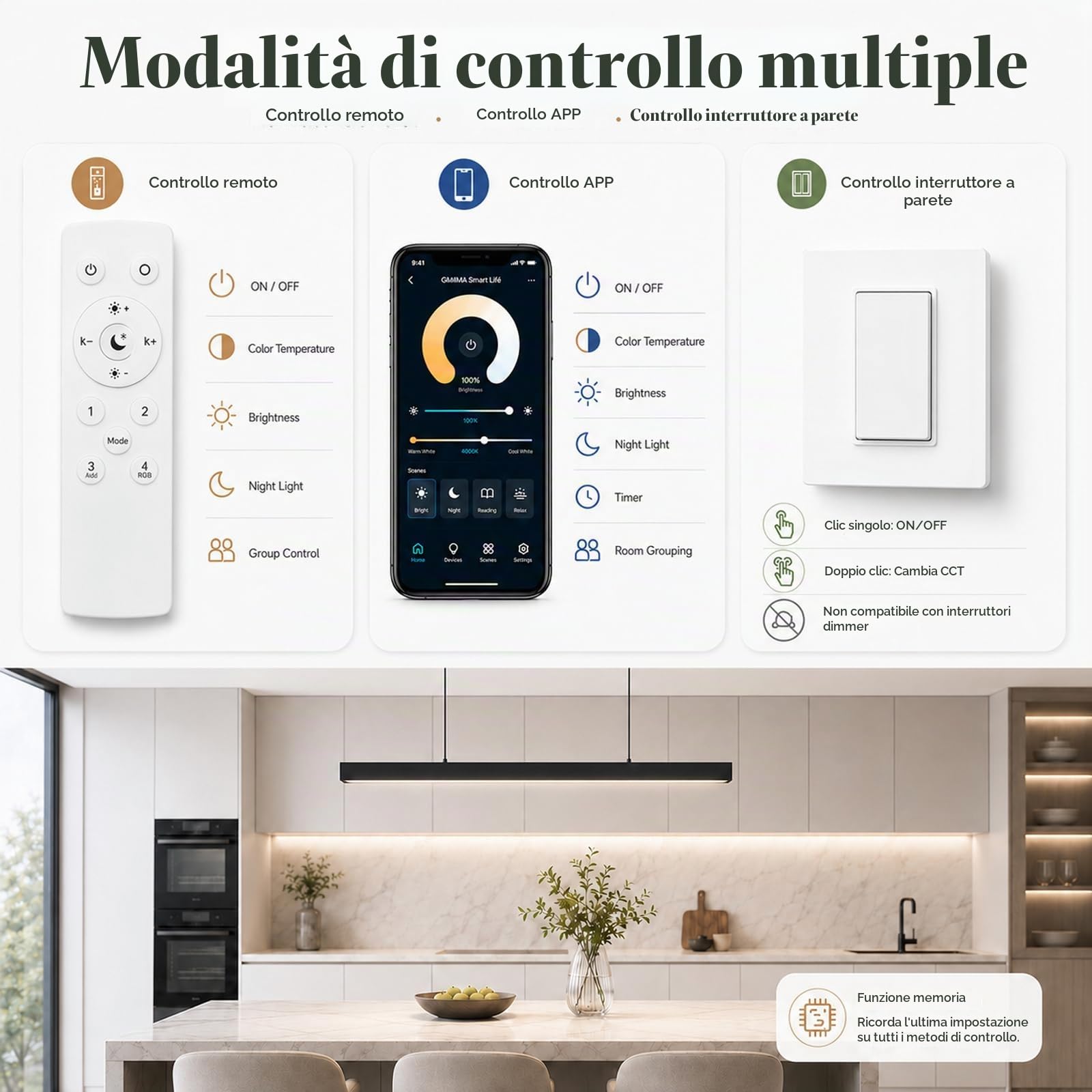 Lampadario LED Sala da Pranzo, Effetto Legno, Telecomando & App, Nero,150CM | Design Lineare, 3 Colori di Luce, Dimmerabile, Altezza Regolabile, 52W/3600lm, Sala da Pranzo, Cucina, Soggiorno, Ufficio