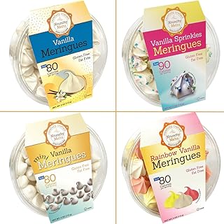 4 Pack Krunchy Melts Original Meringue Cookies | So Vanilla 4-Pack | Vanilla, Vanilla Minis, Vanilla Sprinkles, Rainbow Vanilla | Only 80-90 Calories Per Serving | Low Fat/Fat Free, Gluten Free, Dairy Free (4 Oz)