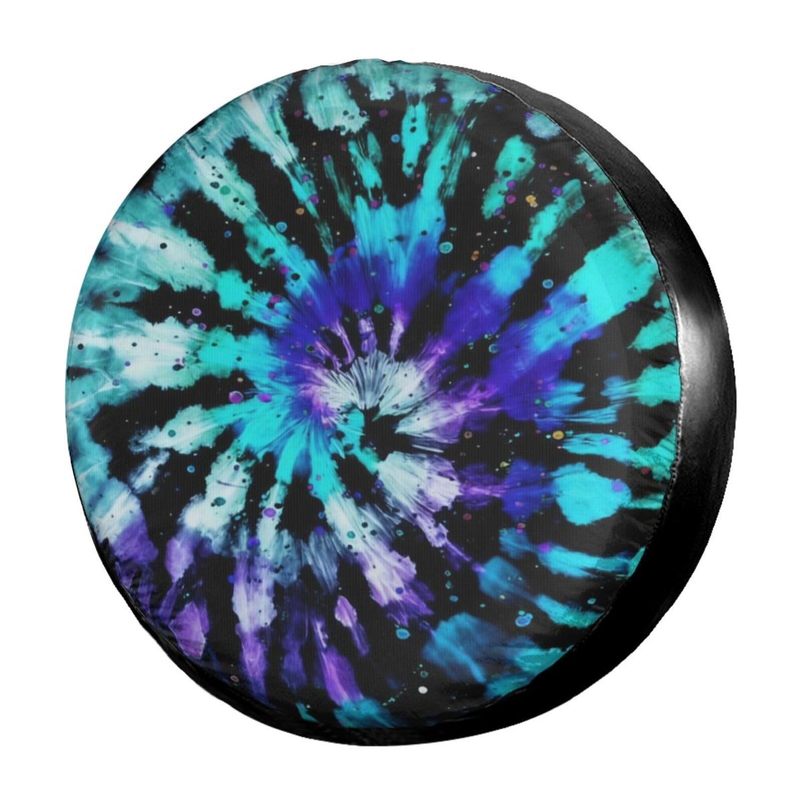 Delerain Tie Dye Spare Tire Covers for RV Jeep Trailer SUV Truck and Many Vehicle, Wheel Covers Sun Protector Waterproof (15 Inch for Diameter 27"-29")