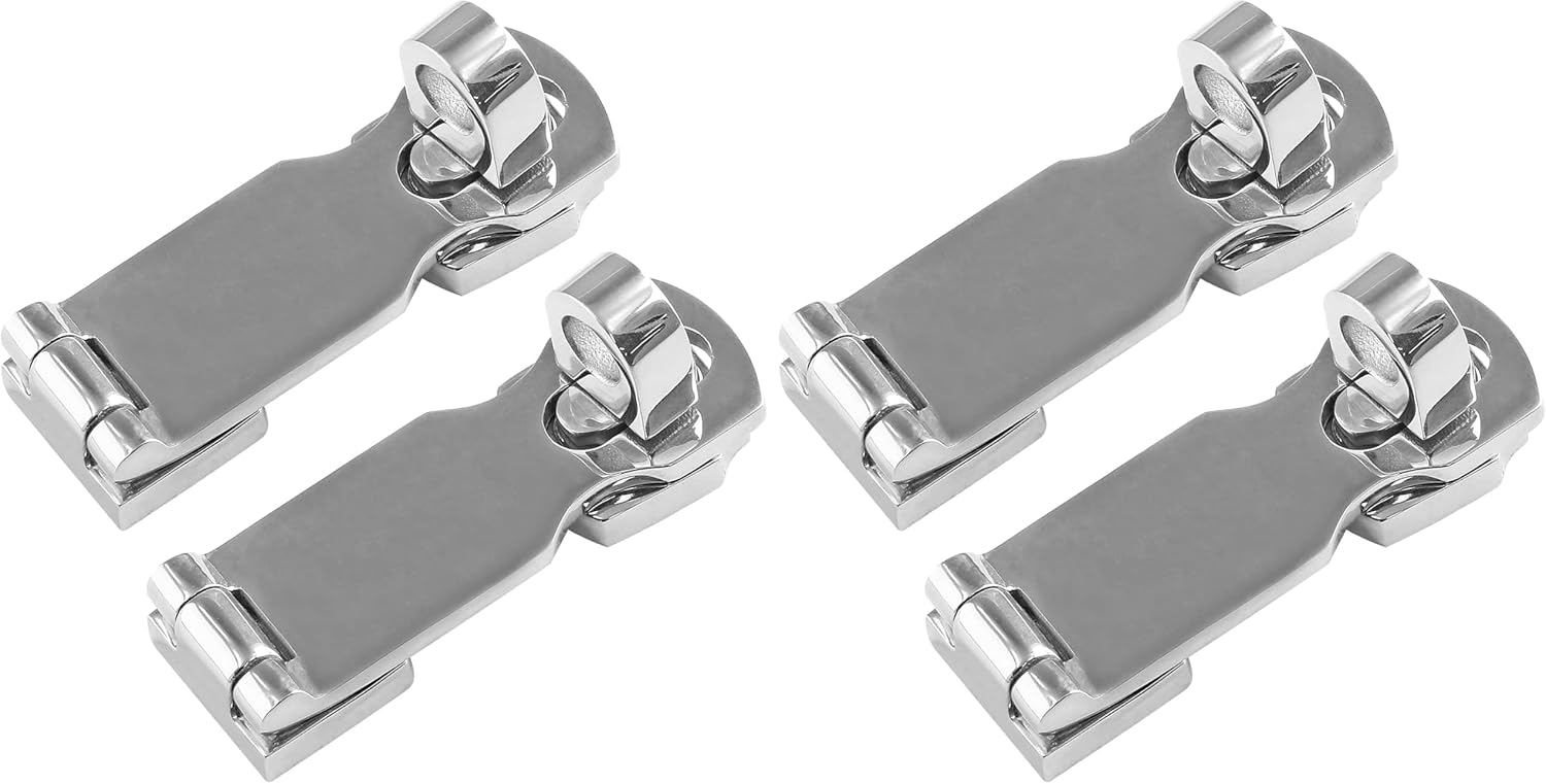 Bonsicoky 2Pcs Marine Grade 316 Stainless Steel Door Hasps, 3 Inch Heavy Duty Swivel Safety Hasp with Turning Padlock Eye Mount (Pack of 2)
