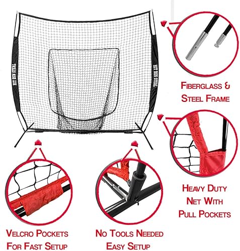 Miniatura 3 de Hit Run Steal Red de béisbol y sóftbol resistente con bolsa de transporte, red de golpeo perfecta para tus prácticas de bateo y lanzamiento