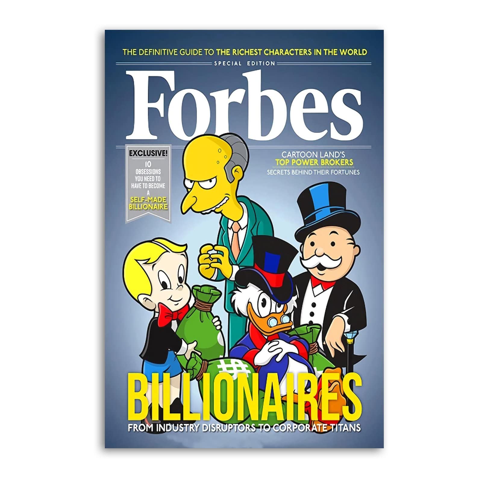 EMHBurns Scrooge McDuck, Richie Rich, And Mr. Monopolys Canvas Art Poster And Wall Art Picture Print Modern Family Bedroom Decor Posters 16x24inch(40x60cm)