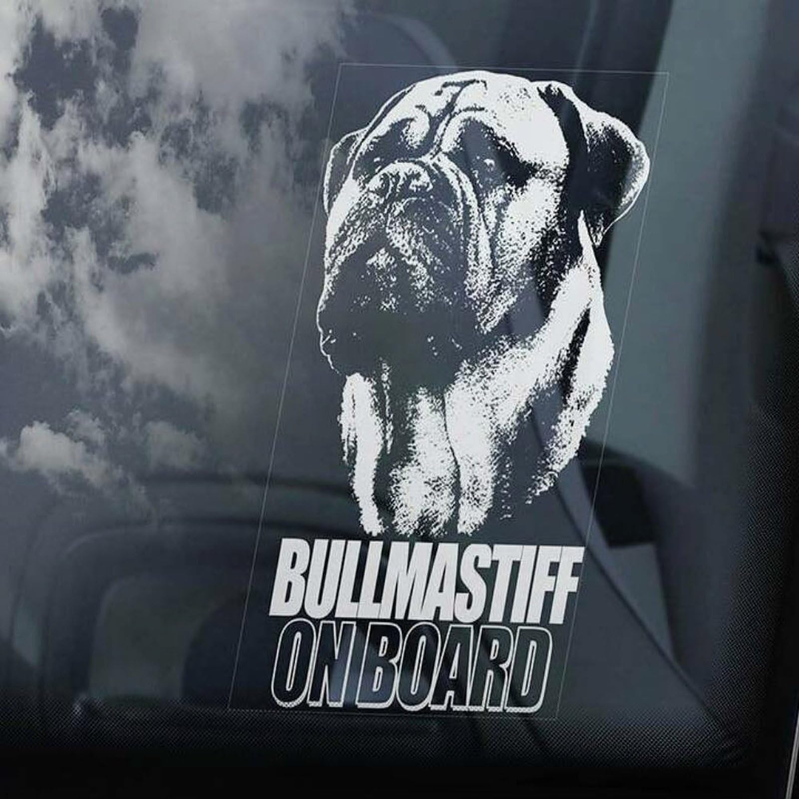 LMMIXEE Bullmastiff on Board Stickers Car Decal Window Decal Bull Mastiff Dog Sign Decal Dog Mom Dad Vinyl Die Cut Decals Funny Dog Bumper Stickers Bullmastiff Gift