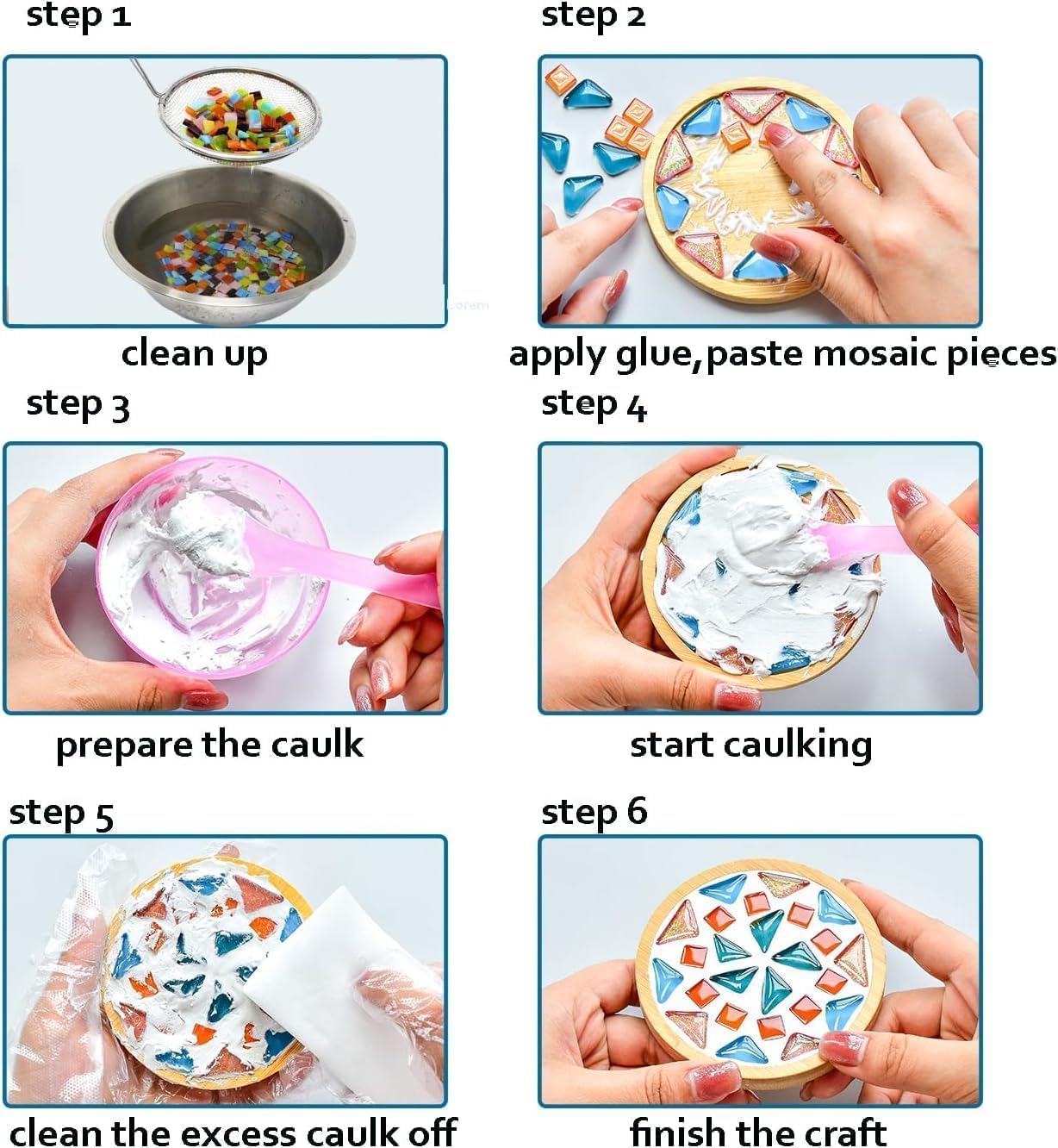 AITINIA DIY Mosaic Tiles Kit - 700 Pcs Colorful Stained Glass Tiles For Crafts & Home Decor