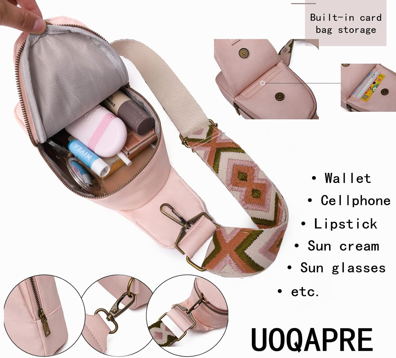 UOQAPER レディース ファニーパック スポーツ ショルダーベルトバッグ ファッション ウエストパック 小型スリングバッグ 調節