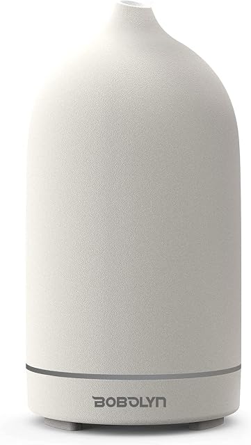 Bobolyn Essential Oil Diffuser Cool Mist Ultrasonic Diffusers Ceramic Oil Aromatherapy Whisper Quiet Waterless Auto Shut-Off 7-Color Changing LED Diffuser for Home Office SPA (100ml-White)