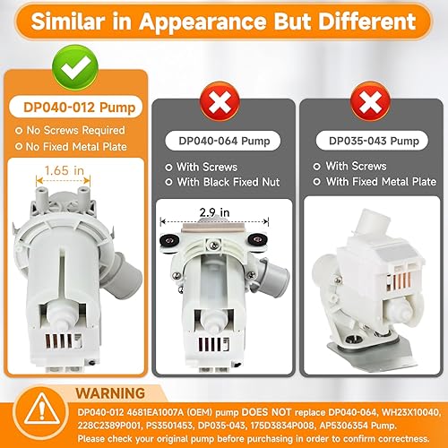 Miniatura 6 de DP040-012 4681EA1007A Bomba de Drenaje (OEM) de Reemplazo para Bomba de Drenaje de Lavadora LG, Reemplaza 5859EA1004F 5859EA1004P 5859EA1004G