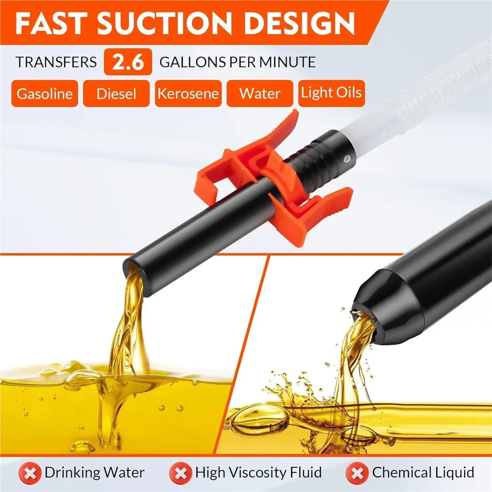 Bomba de combustible eléctrica Bomba extractora de aceite eléctrica portátil, herramienta manual para transferir líquidos y agua con boquilla pistola