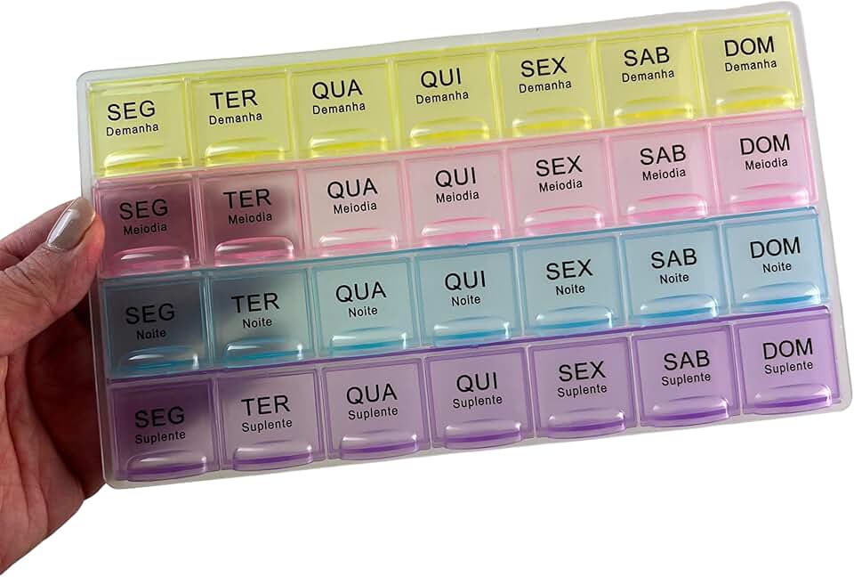 Porta Comprimidos 4 X Dia Semanal Caixa Remédios