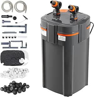VEVOR Aquarium Filter 317GPH, 4-Stage Canister Filter 75-100 Gallon, Ultra-Quiet Internal Aquarium Filter with UV Protection, Submersible Power Filter with Multiple Function for Fish Tanks, 12W