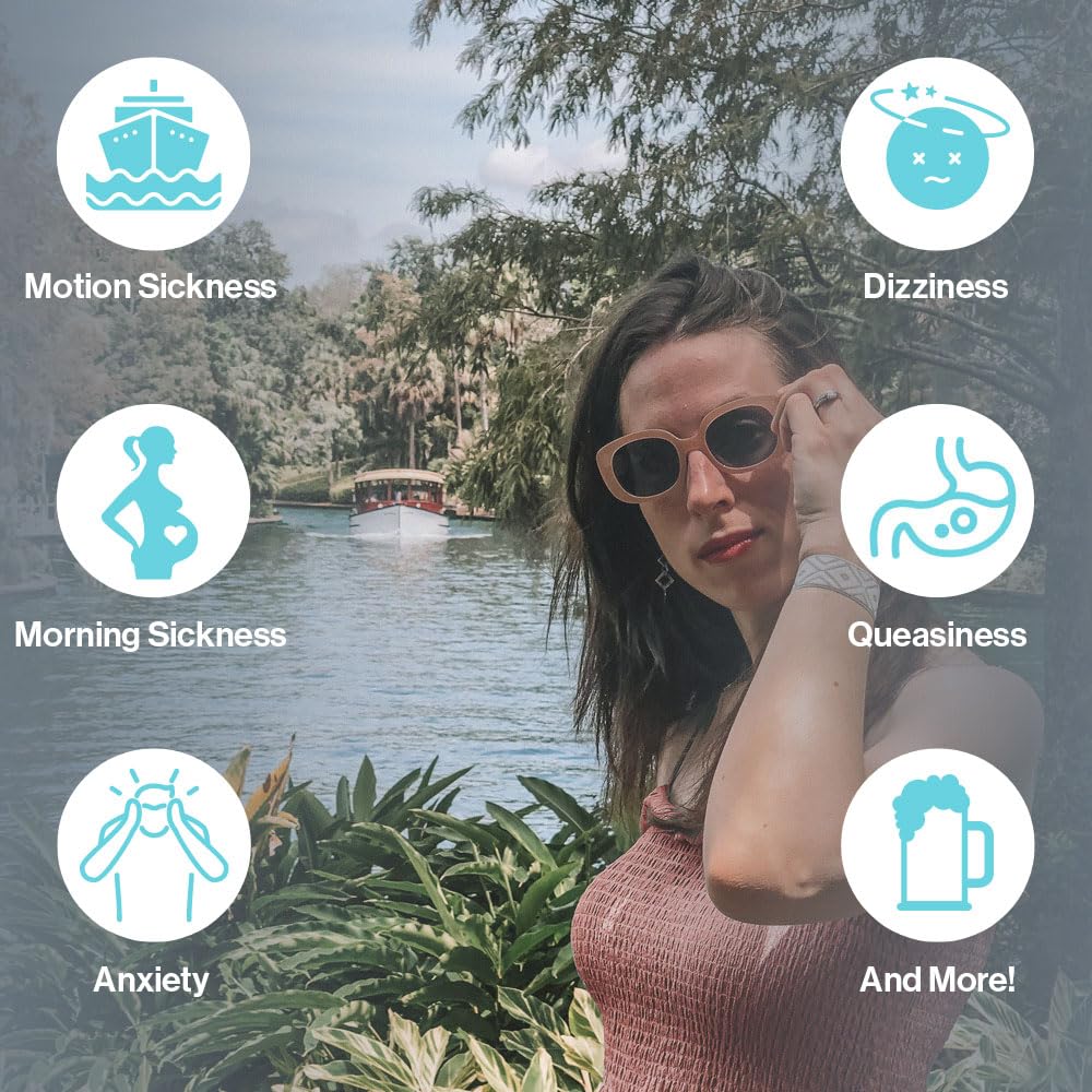 Blisslets Acupressure Relief Band - Cartagena Collection - Stylish Wellness Bracelets for Queasiness Relief | Travel, Pregnancy, Cruise (Smoke/Fog, Small - less than 5 5/8