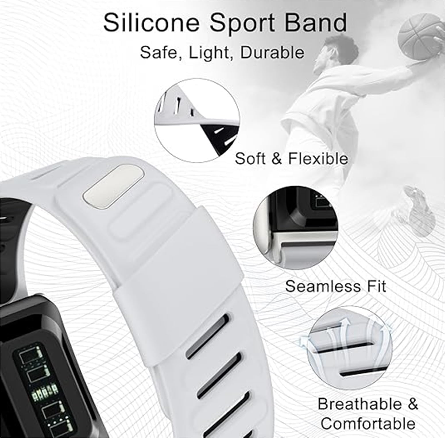 Cocoonkart Soft-Touch Comfort Durable Silicone Strap Compatible For Whooop 5.0 Peak | One (Grey -Black) 2
