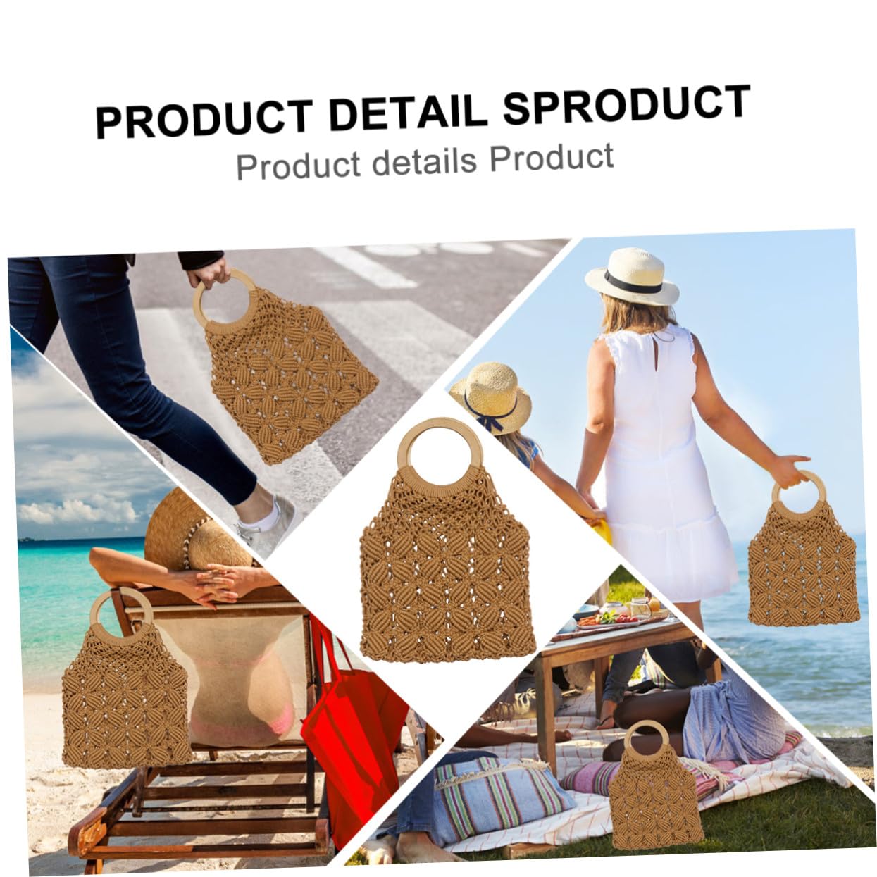 SOLUSTRE Borsa in Corda di Cotone Intrecciata a Mano Stile Creativo e Atmosfera Estiva, Borsa da Spiaggia Casual per Ragazze e Donne Giovani