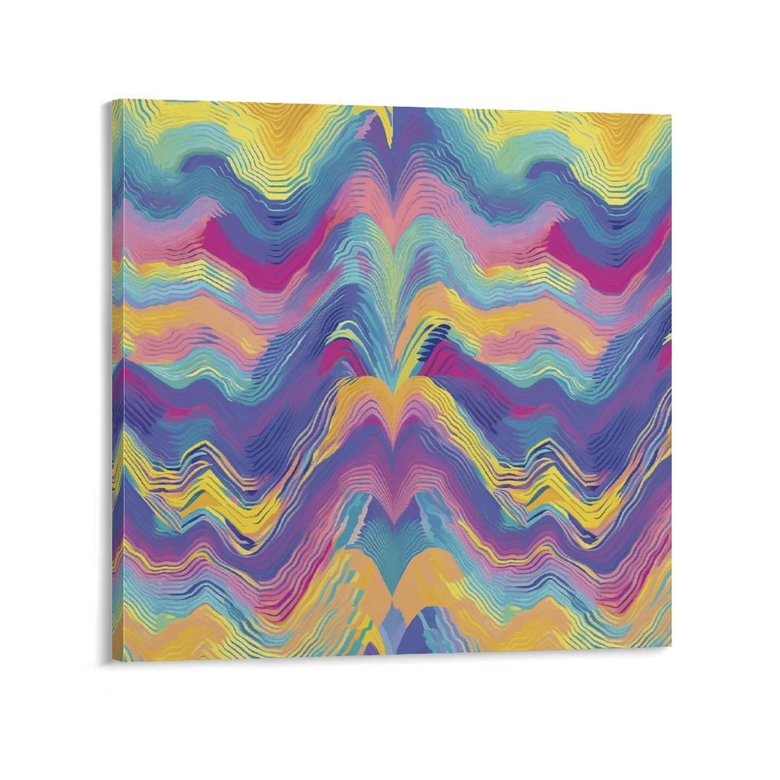 KLOPH Blue And Peach Style Canvas Wall Art for Living Room 10x10inch Modern Artwork Painting for Bathroom Hanging Canvas Prints Aesthetic Wallart for Bedroom Kitchen Office Wall Decor