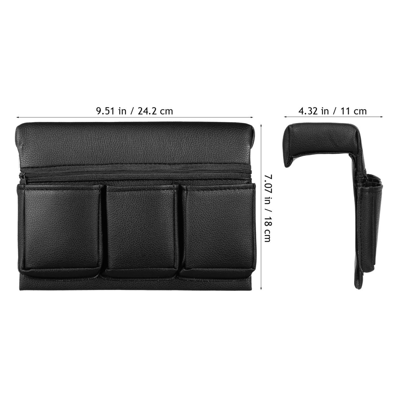 NUOBESTY Accoudoir de voiture en cuir avec sac de rangement, support pour accoudoir de porte pour téléphone portable, clés, collations, noir, 24 x 18 x 11 cm