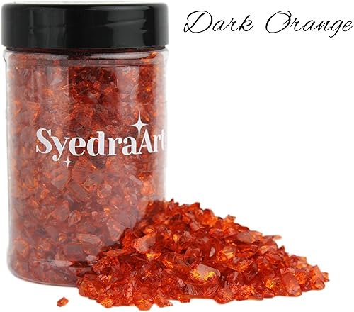 Miniatura 11 de Syedra - Juego de 3 piezas de vidrio triturado para manualidades, arte de resina, piezas de espejo de color triturado, 1 libra (amarillo)