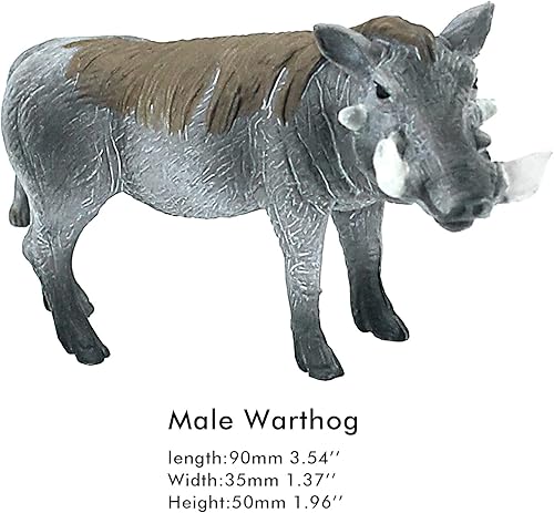 Miniatura 3 de Figura de animales africanos de la selva de juguete Warthogs figura realista de plástico conjunto de juego de 3 piezas