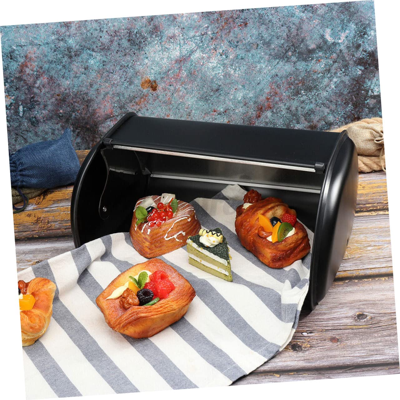 Amosfun Contenitore per Pane in Ferro Nero, Scatola da Tavolo per Cucina e Casa, Struttura Stabile e Resistente alla Compressione, Stile Creativo
