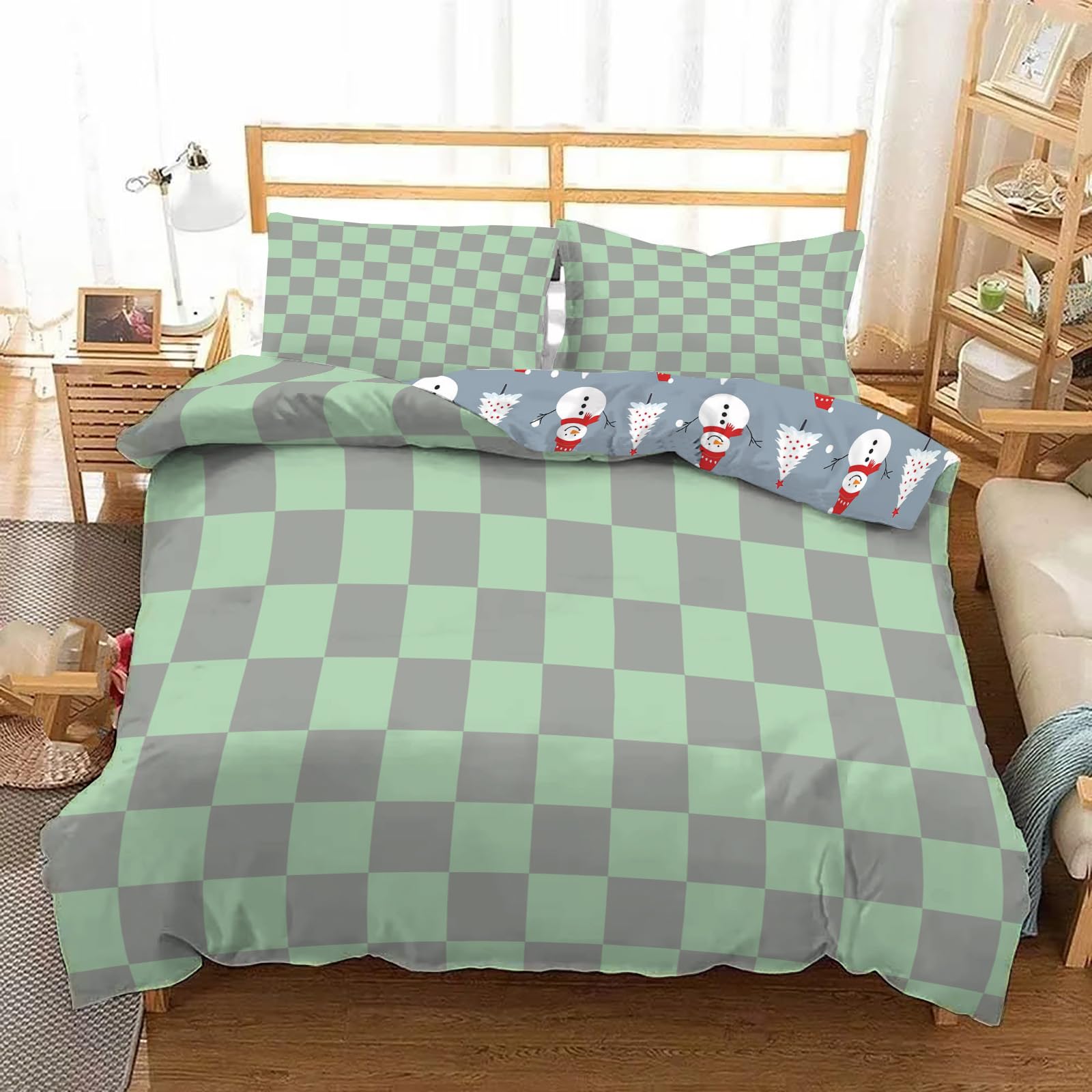 Housse de couette Noël 200x200 cm : literie douce anti-froid pour lit ado et enfant