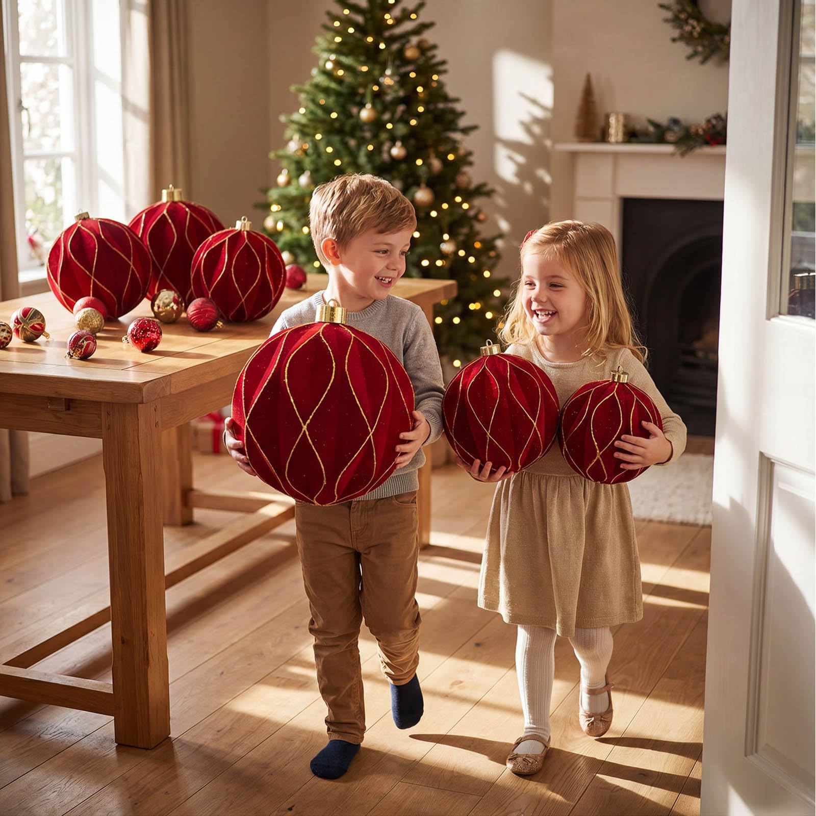 Boule de Noël veloutée à imprimé Scintillant, Boules de Noël en plastomère incassables pour Manteaux d ' Arbre, décoration de Porte, Globes de terrasse de Vacances