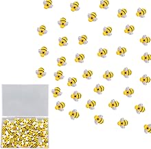 AIEX 50 Pieces 0.74 Inch Tiny Resin Bees Flatback Embellishment Bee Shaped Ornament with a Storage Box for DIY Craft Party Home Decor