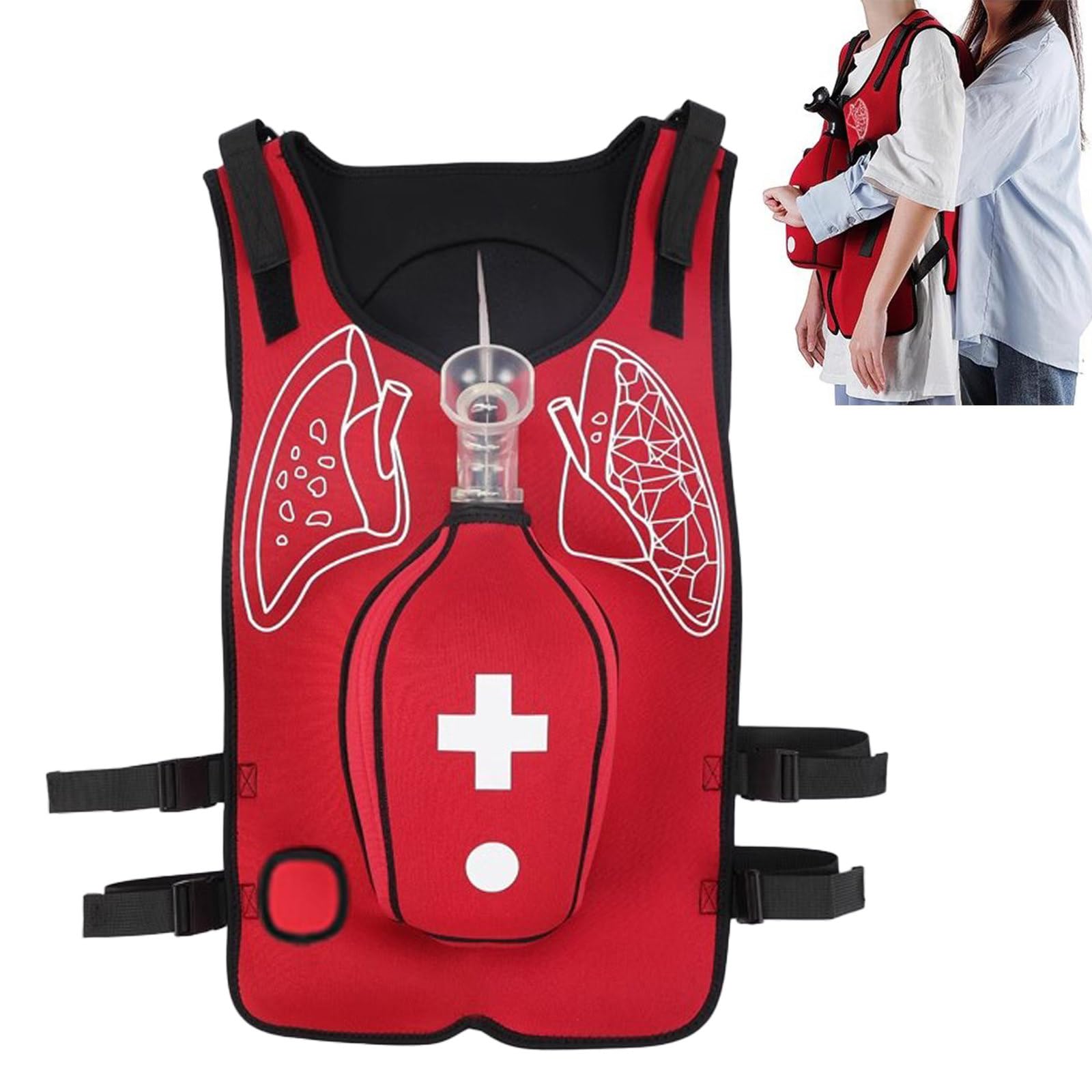 Chaleco RáPido De Entrenamiento De SimulacióN De ObstruccióN De Las VíAs Respiratorias Antiasfixia,Entrenamiento De Primeros Auxilios Rcp PortáTil Para Demostraciones De EnseñAnza,aldult-B-Red