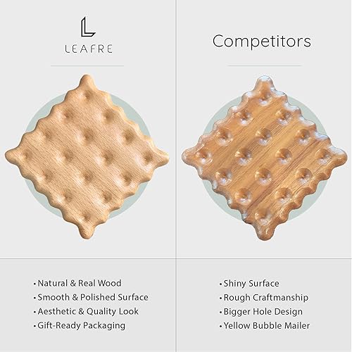 Miniatura 6 de Juego de 3 posavasos de madera para galletas, posavasos de madera natural para bebidas, duradero y ecológico, decoración única de alimentos para el